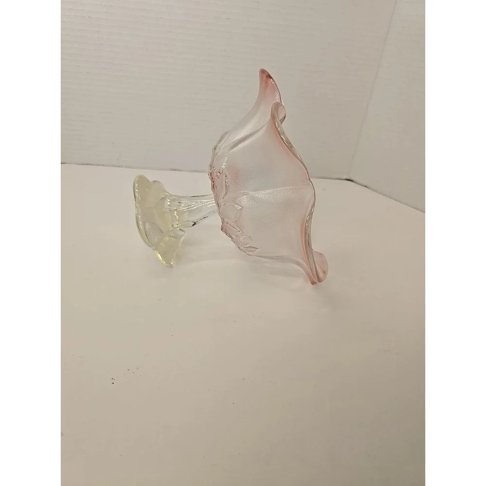 Mikasa Crystal Rosella Ruffled Edge Serving Dish Raised Pink Flowers VTG 80s-90s